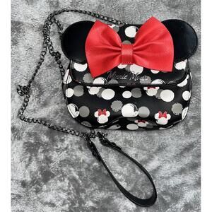 Loungefly Disney Minnie Mouse Polka Dot Crossbody Bag With Big Red Bow